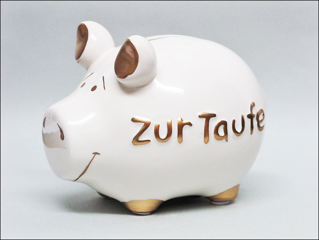 KERAMIK SPARSCHWEIN ZUR TAUFE, TAUFGESCHENK GESCHENK IDEE, FARBE 